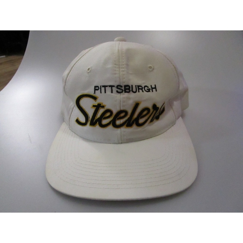 VTG Pittsburgh Steelers Hat Cap Snapback White Sports Specialties Script Twill